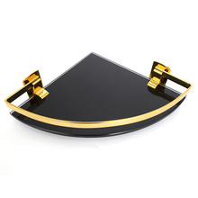 2021 Luxury Gold Bathroom Accessories Sets 6MM/8MM Black Glass Corner Shelves Racks JQS-A4125